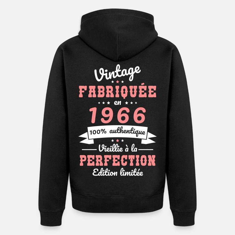1966 – Årgang – Lagret til perfektion - Premium økologisk unisex-hættejakke - sort