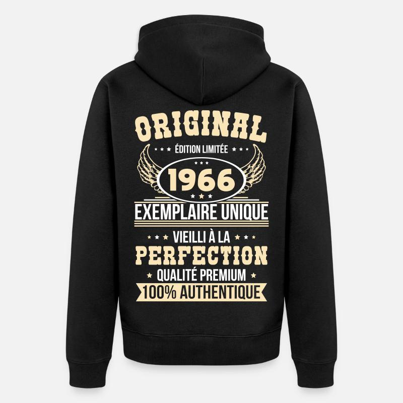 1966 – Einzigartiges Beispiel – Premiumqualität - Unisex Premium Bio Zip Hoodie - Schwarz