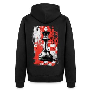 Chess King – Grunge Strategy Motif - Unisex Premium Organic Zip Hoodie - black - Back - Nico (187cm)
