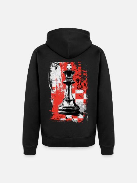 Chess King – Grunge Strategy Motif - Unisex Premium Organic Zip Hoodie - black