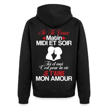Saint Valentin Toi Et Moi Amour Couple Assortis  - Veste à capuche bio Premium Unisexe - noir - Dos - Nico (187cm)