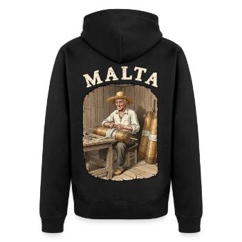Malta Pyro Fireworks - Unisex Premium Bio Zip Hoodie - Schwarz - Hinten - Nico (187cm)
