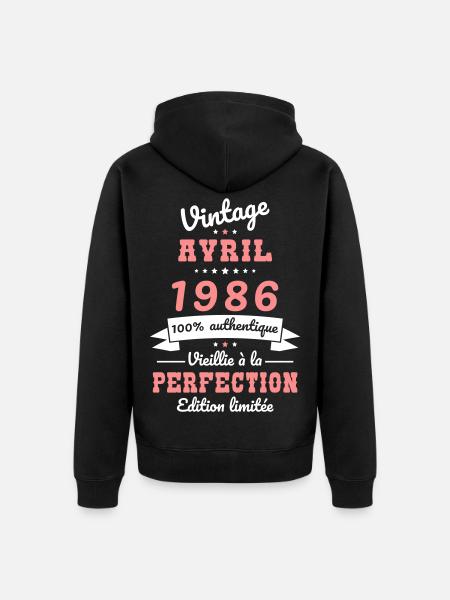 40 Jahre Jubiläum – Jahrgang – April 1986 - Unisex Premium Bio Zip Hoodie - Schwarz