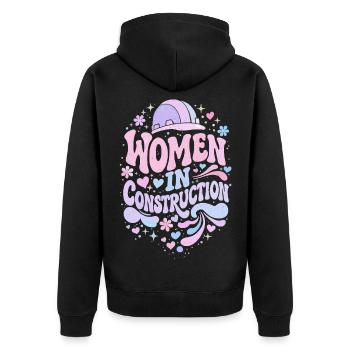 Women in Construction – Pastel Retro - Veste à capuche bio Premium Unisexe - noir - Dos - Nico (187cm)