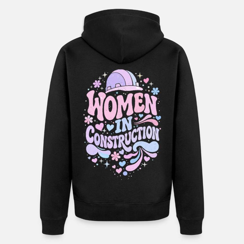 Women in Construction – Pastel Retro - Veste à capuche bio Premium Unisexe - noir