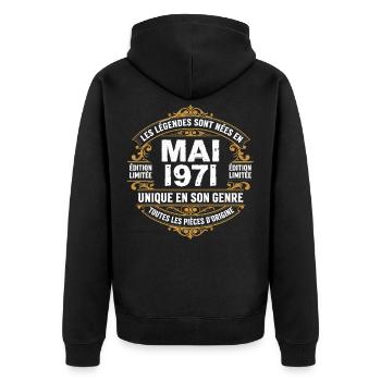 May 1971  - Veste à capuche bio Premium Unisexe - noir - Dos - Nico (187cm)