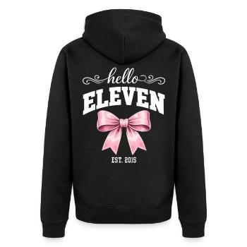 Hello Eleven Est. 2015 – Geburtstagskind - Unisex Premium Bio Zip Hoodie - Schwarz - Hinten - Nico (187cm)