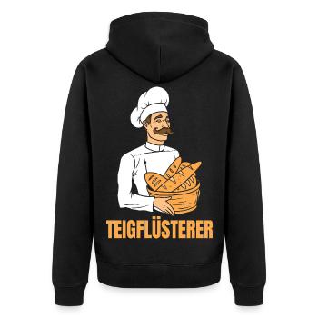 Bäcker Brotkorb Bäckermütze Teigflüsterer - Unisex Premium Bio Zip Hoodie - Schwarz - Hinten - Nico (187cm)