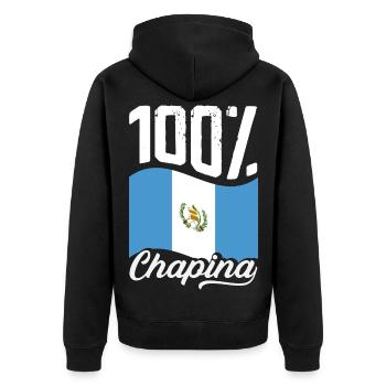 Guatemala Flagge T-Shirt Stolz & Heimat Chapín - Unisex Premium Bio Zip Hoodie - Schwarz - Hinten - Nico (187cm)