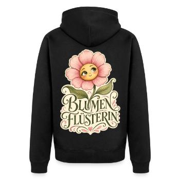 Blumen Flüsterin - Unisex Premium Bio Zip Hoodie - Schwarz - Hinten - Nico (187cm)