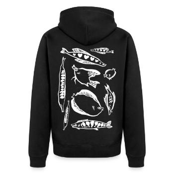 PISCES - Unisex Premium Organic Zip Hoodie - black - Back - Nico (187cm)