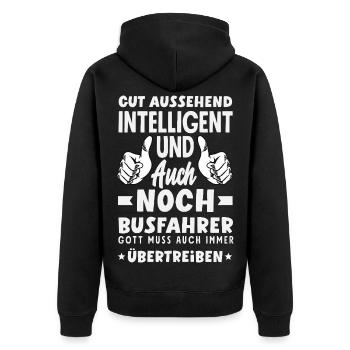 Gutaussehend Intelligent Busfahrer - Unisex Premium Bio Zip Hoodie - Schwarz - Hinten - Nico (187cm)