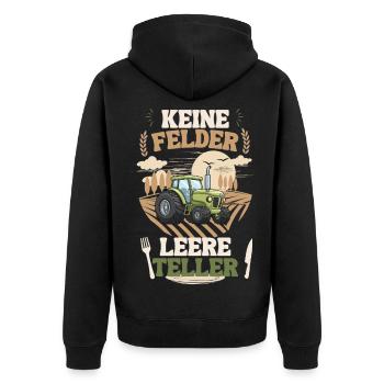 Bauer Keine Felder leere Teller - Unisex Premium Bio Zip Hoodie - Schwarz - Hinten - Nico (187cm)