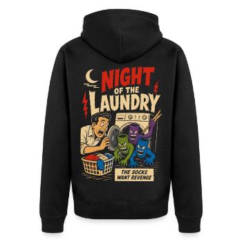 Night of the Revenge Socks - Unisex Premium Organic Zip Hoodie - black - Back - Nico (187cm)