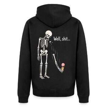 Eh bien merde, humour noir squelette gothique - Veste à capuche bio Premium Unisexe - noir - Dos - Nico (187cm)