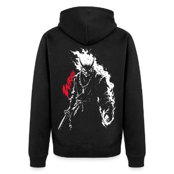 Guerrier Oni des Flammes Démoniaques Furieuses - Veste à capuche bio Premium Unisexe - noir - Dos - Nico (187cm)