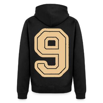 9 - Unisex Premium Bio Zip Hoodie - Schwarz - Hinten - Nico (187cm)