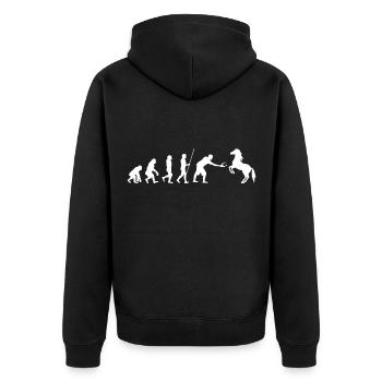Großes Design für Pferdeschmied Hufschmied - Unisex Premium Bio Zip Hoodie - Schwarz - Hinten - Nico (187cm)