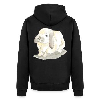 Kaninchen - Unisex Premium Bio Zip Hoodie - Schwarz - Hinten - Nico (187cm)