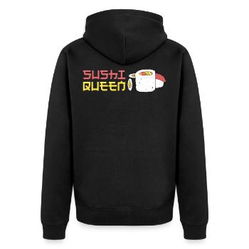 Sushi Queen Maki Nigiri Reis Ramen Asia Japan - Unisex Premium Bio Zip Hoodie - Schwarz - Hinten - Nico (187cm)
