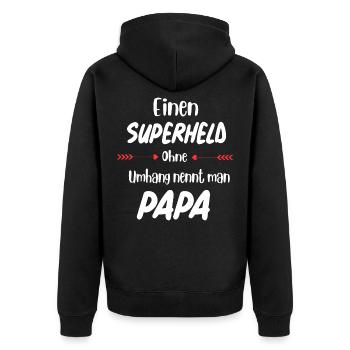 Cadeau de la fête des pères - Super-héros Papa - Veste à capuche bio Premium Unisexe - noir - Dos - Nico (187cm)