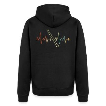 Klarinette Herzschlag Klarinettenspieler Retro - Unisex Premium Bio Zip Hoodie - Schwarz - Hinten - Nico (187cm)