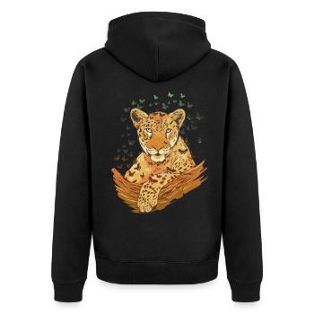 Animaux Amoureux des animaux Cadeau Animal Léopard - Veste à capuche bio Premium Unisexe - noir - Dos - Nico (187cm)