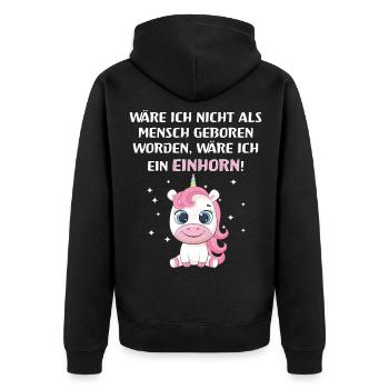 Einhorn - Unisex Premium Bio Zip Hoodie - Schwarz - Hinten - Nico (187cm)