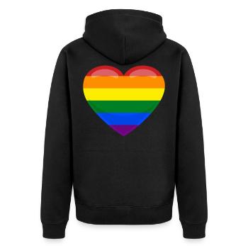 Heart LGBT Love Gift Gay Pride CSD - Unisex Premium Organic Zip Hoodie - black - Back - Nico (187cm)