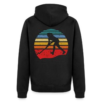 Rétro vintage hockey de hockey cadeau de hockey sur glace jeu - Veste à capuche bio Premium Unisexe - noir - Dos - Nico (187cm)