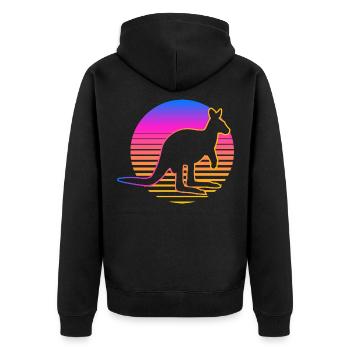 Känguru Retro Känguru Australien Beuteltier - Unisex Premium Bio Zip Hoodie - Schwarz - Hinten - Nico (187cm)