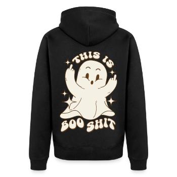 This is Boo Shit - Geist Spruch Lustig Halloween - Unisex Premium Bio Zip Hoodie - Schwarz - Hinten - Nico (187cm)