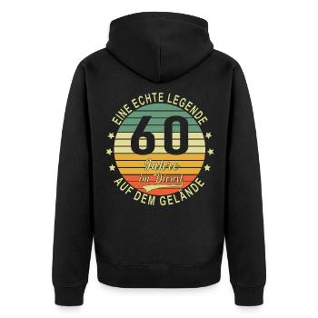 60 Jahre Dienstjubiläum Firmenjubiläum Arbeit - Unisex Premium Bio Zip Hoodie - Schwarz - Hinten - Nico (187cm)