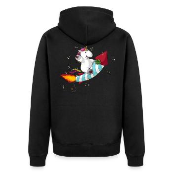 Comic Rocket Unicorn - Veste à capuche bio Premium Unisexe - noir - Dos - Nico (187cm)