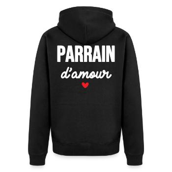 Parrain d'amour - Veste à capuche bio Premium Unisexe - noir - Dos - Nico (187cm)