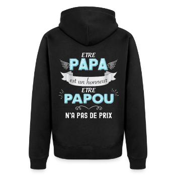 Papa et papou d'amour idée cadeau père - Veste à capuche bio Premium Unisexe - noir - Dos - Nico (187cm)