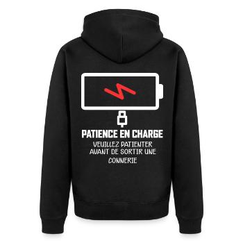 Patience en charge humour téléchargement patience - Veste à capuche bio Premium Unisexe - noir - Dos - Nico (187cm)