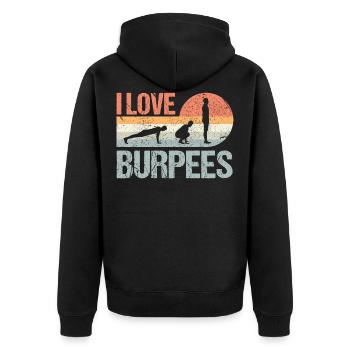Burpees I Love Burpees - Veste à capuche bio Premium Unisexe - noir - Dos - Nico (187cm)
