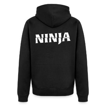 Ninja - Unisex Premium Bio Zip Hoodie - Schwarz - Hinten - Nico (187cm)
