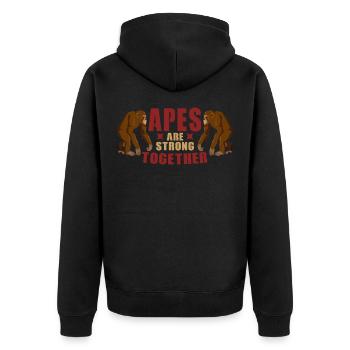 Apes Are Strong Together Stock Exchange Saying Memes - Unisex Premium Organic Zip Hoodie - black - Back - Nico (187cm)