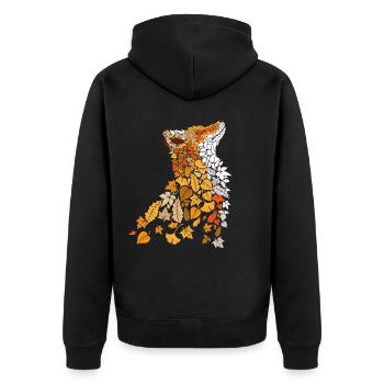 Autumn Fox - Unisex Premium Organic Zip Hoodie - black - Back - Nico (187cm)