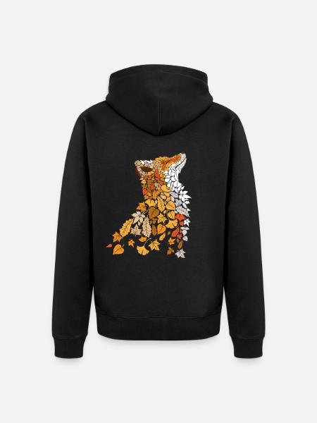 Autumn Fox - Unisex Premium Organic Zip Hoodie - black