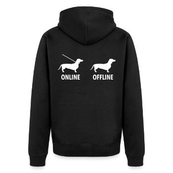 drôle doux teckel chien cadeau homme-chien - Veste à capuche bio Premium Unisexe - noir - Dos - Nico (187cm)
