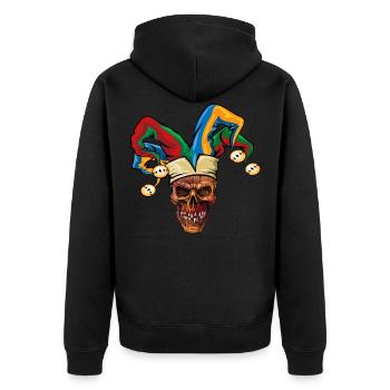 Skull Fasnet Fastnacht Fasching Karneval - Unisex Premium Bio Zip Hoodie - Schwarz - Hinten - Nico (187cm)