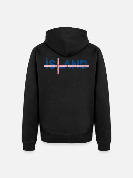 Island Flagge Skandinavisches Kreuz Reise Urlaub - Premium økologisk unisex-hættejakke - sort