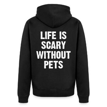 La vie est effrayante sans animaux de compagnie - Veste à capuche bio Premium Unisexe - noir - Dos - Nico (187cm)