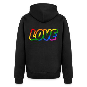 LGBTQ Love - Unisex Premium Bio Zip Hoodie - Schwarz - Hinten - Nico (187cm)