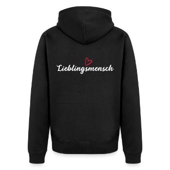 Lieblingsmensch Liebe Valentinstag Freunde - Unisex Premium Bio Zip Hoodie - Schwarz - Hinten - Nico (187cm)