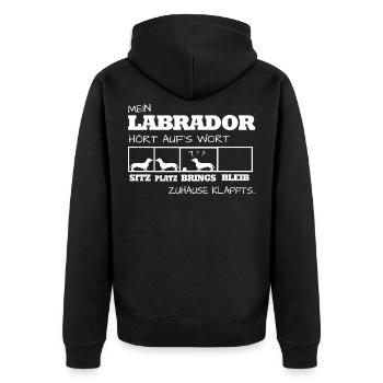 lustiger süßer Labrador Geschenk Hund Hunde - Unisex Premium Bio Zip Hoodie - Schwarz - Hinten - Nico (187cm)