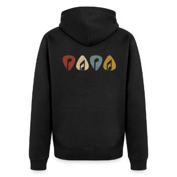 Gitarren Papa Musiker Noten Plektron Gitarrist - Unisex Premium Bio Zip Hoodie - Schwarz - Hinten - Nico (187cm)